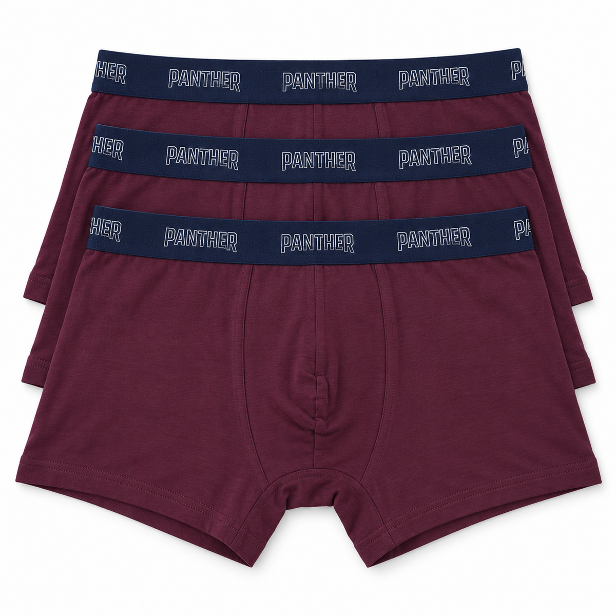 Panther Men’s Boxer Trunks – 3 Pack – Size Small – Burgundy