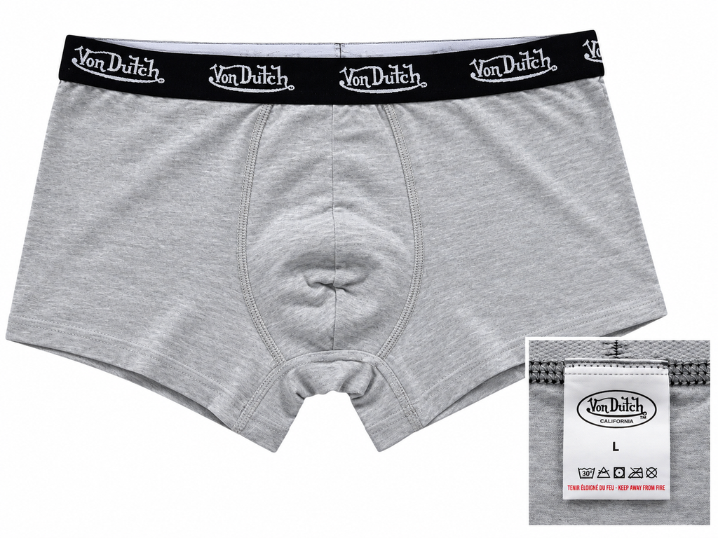 Von Dutch Mens Boxer Shorts Grey Trunks Underwear Cotton Size L Brand New