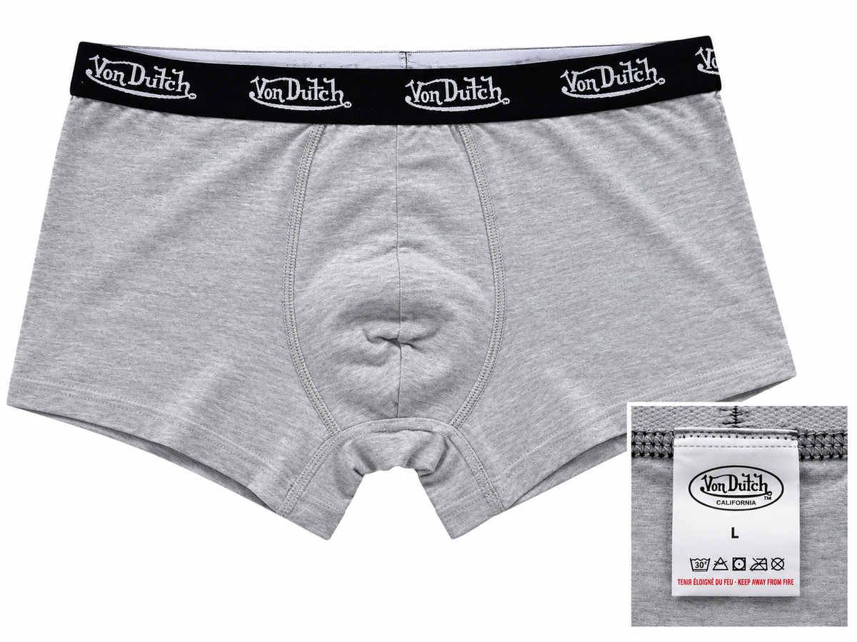Von Dutch Mens Boxer Shorts Grey Trunks Underwear Cotton Size L Brand New