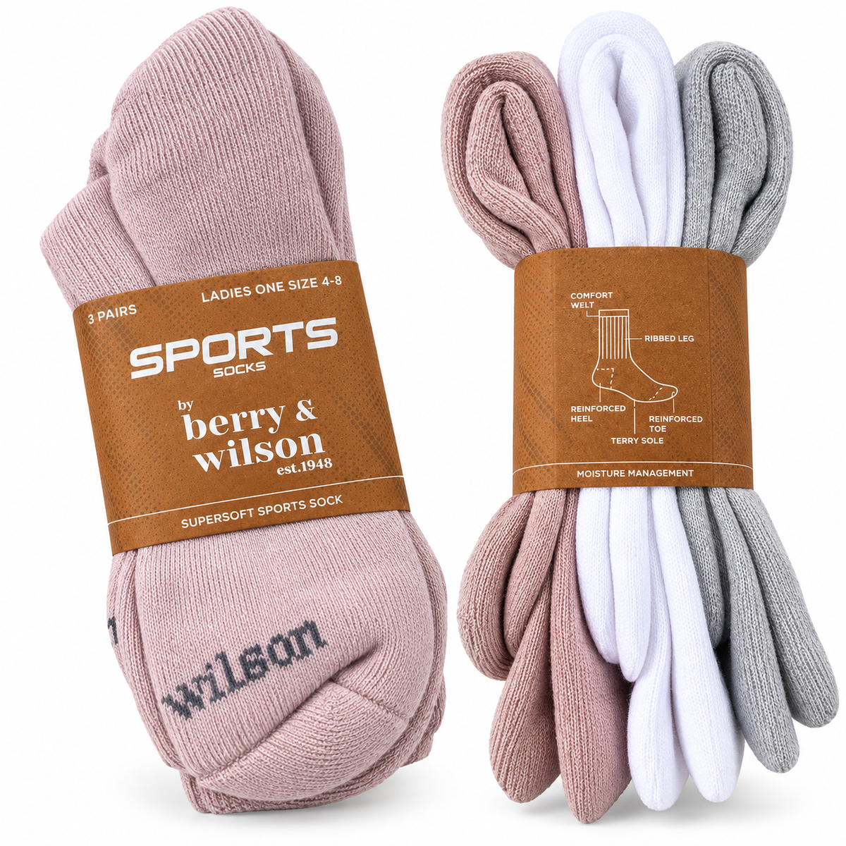 Berry & Wilson Ladies Supersoft Sports Socks – 3 Pair Pack