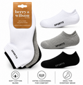 Berry & Wilson Men’s Trainer Liner Socks – 3 Pairs – UK 6–11