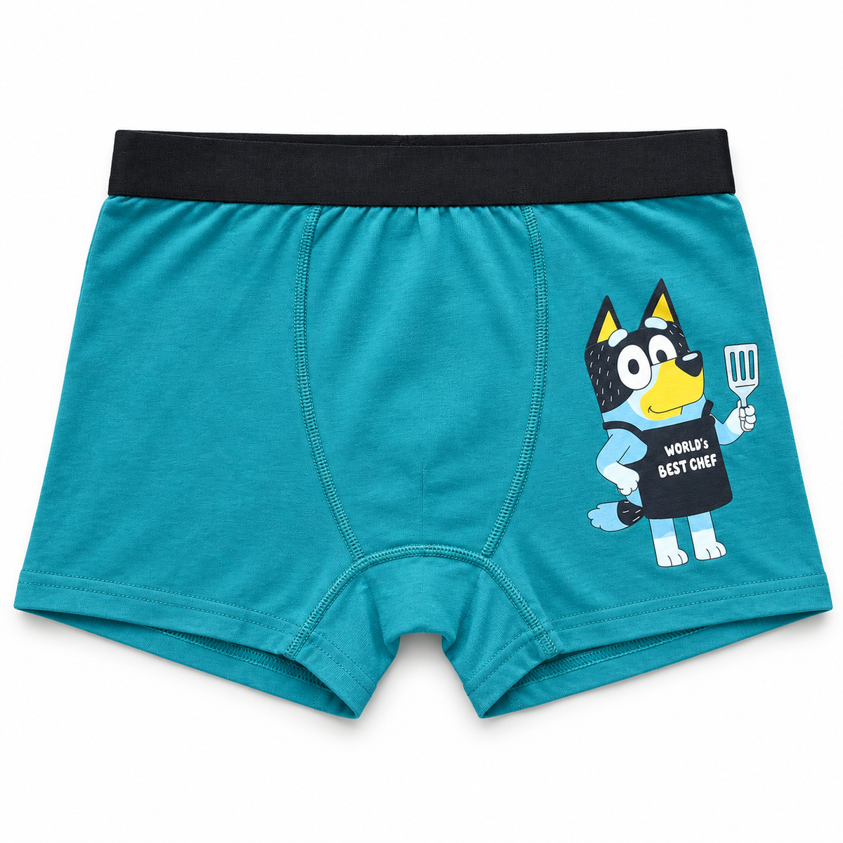 Bluey Bandit “World’s Best Chef” Boxer Trunks – Small – Teal