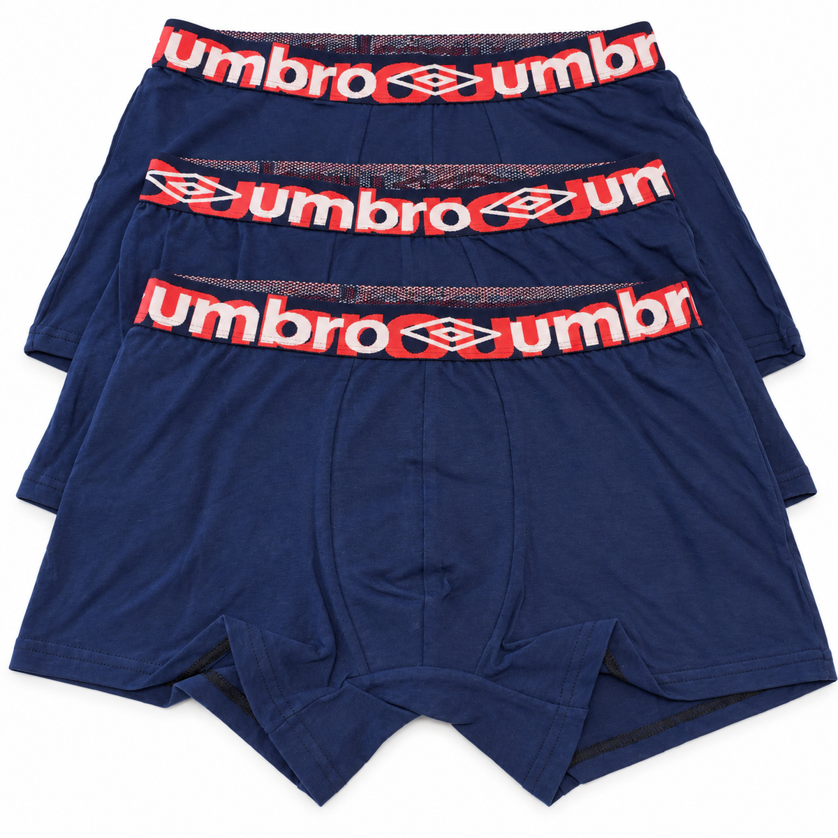 Umbro Men’s Navy Boxer Trunks – 3 Pack | Medium