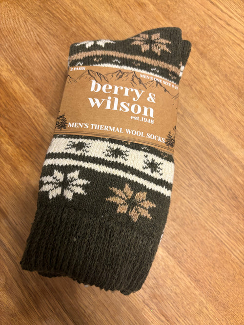 Berry & Wilson Men’s Thermal Wool Socks - 2 Pairs
