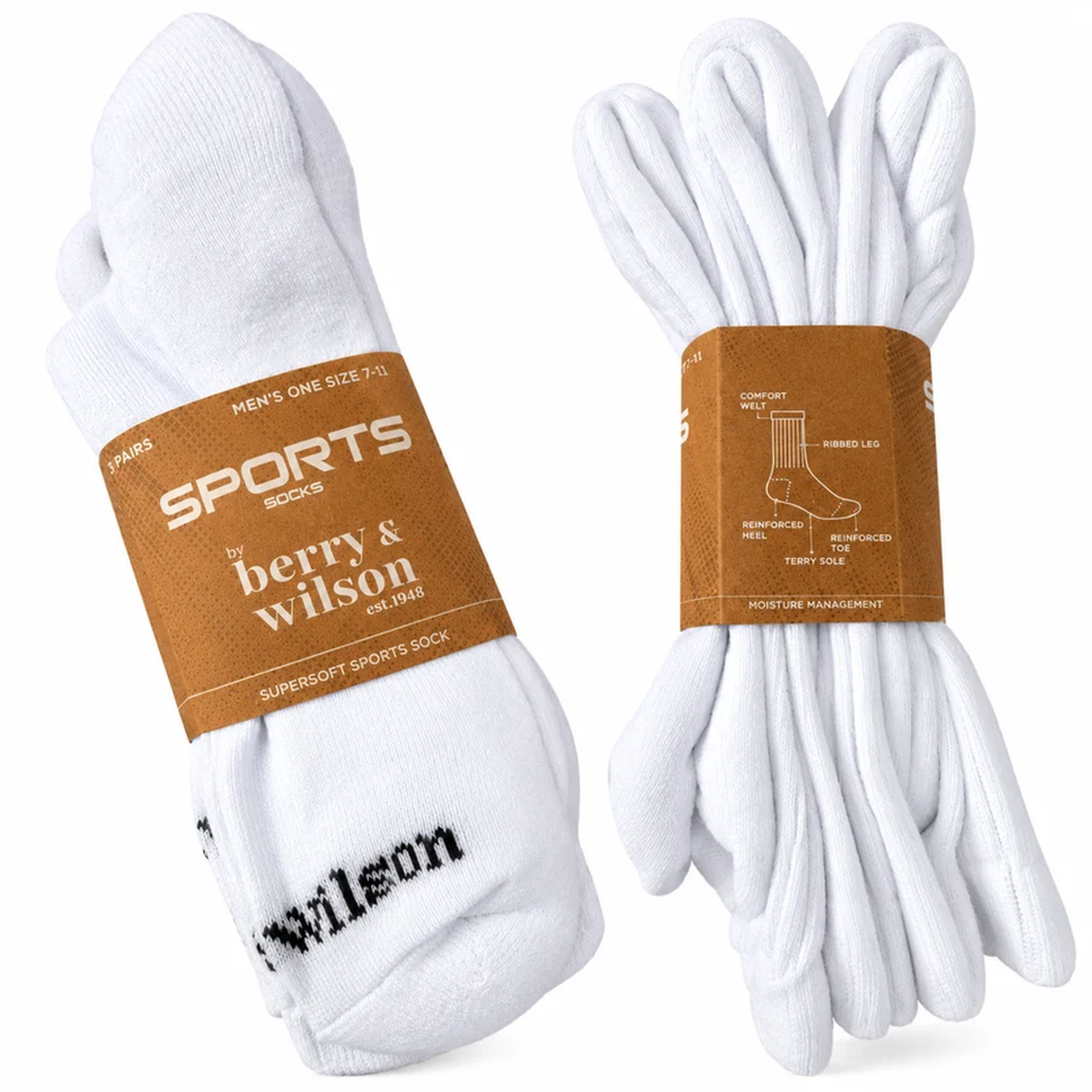 Berry & Wilson Men’s Supersoft Sports Socks – 3 Pair Pack